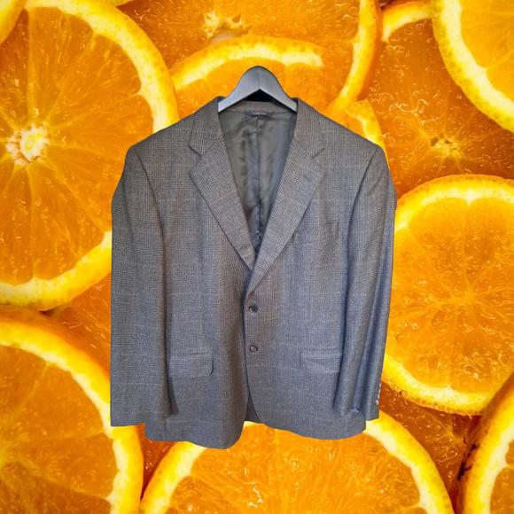 Brooks Brothers 2 Button Gray Plaid Blazer 100% Cashmere Size 45r